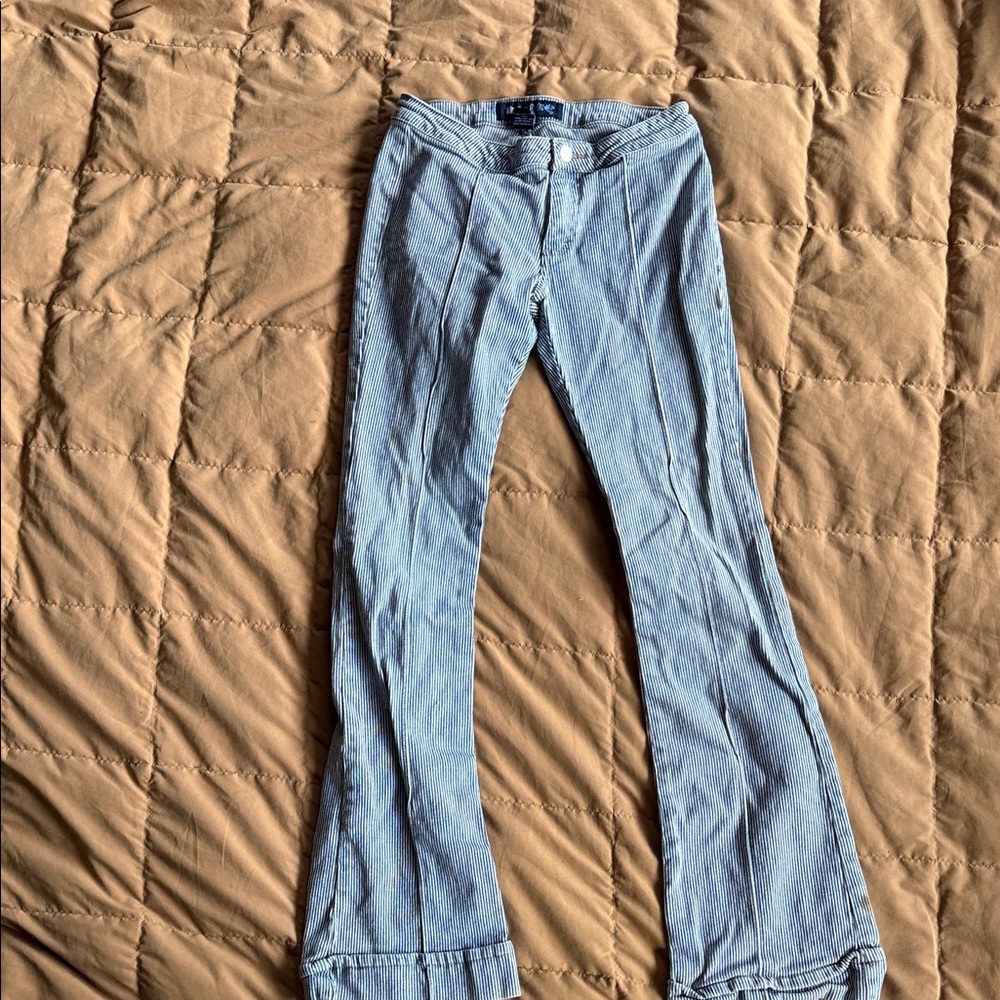 Blue Asphalt pinstripe Flare Pants